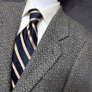 Vintage Jones New York Sport Coat 40R Grey Wool Tweed Ventless Blazer Classic